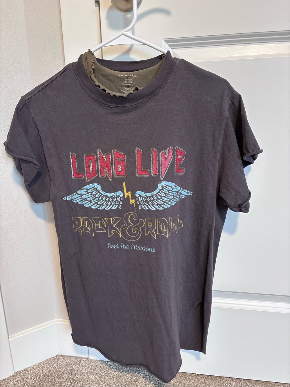 Long Live Rock & Roll Graphic Tunic Top - Dark Gray